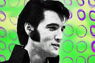 Elvis Presley Abstraktes Pop Art Portrait in Grün-Rosa von Art By Dominic Miniaturansicht