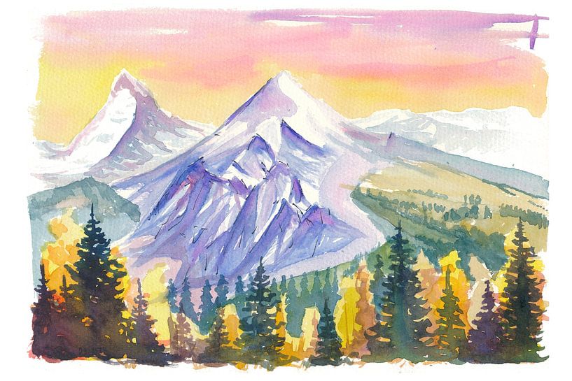 Gouden zonsondergang over de majestueuze Zwitserse Alpentoppen van Markus Bleichner