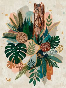 Design biophilique moderne avec des monstera et des fougères