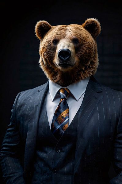 Stylish bear in business suit by Art & Soul Creations