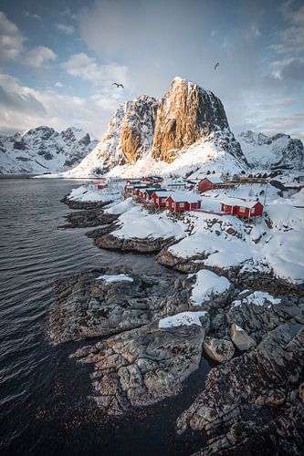 Arctic zonsondergang in Hamnoy