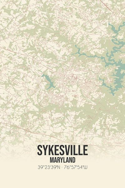 Vintage map of Sykesville (Maryland), USA. by Prints of Place
