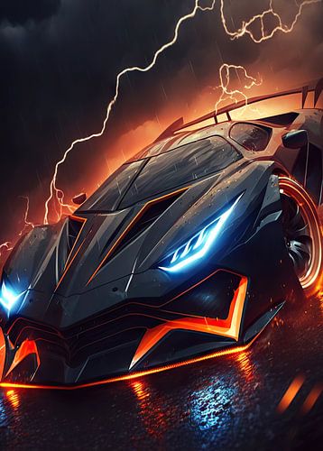 Lamborghini met neonlichten