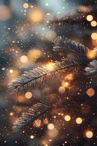 Magische Winterglans - Verlichte Dennentakken van Eva Lee