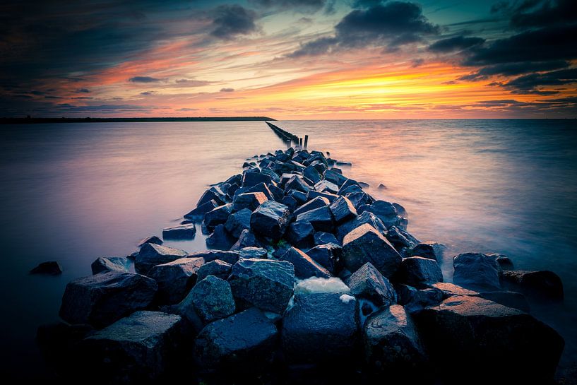 Breakwater at Sunset by peterheinspictures