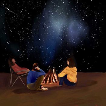 Sternenklare Nacht am Lagerfeuer