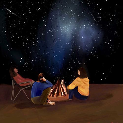 Sternenklare Nacht am Lagerfeuer