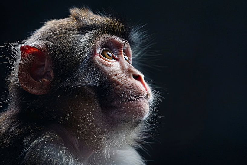 Regard réfléchi d'un singe dans l'obscurité par Art & Soul Creations