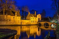 Bruges, bridge to the beguinage in blue hour
