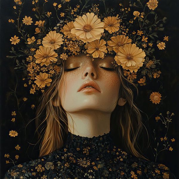 Golden Flowers by Eye catching paintings