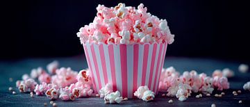 Zoete popcorn in een gestreepte mok van Poster Art Shop