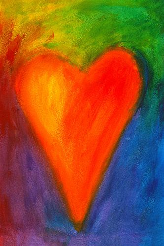 Abstraktes orangefarbenes Herz 1 von Karen Kaspar