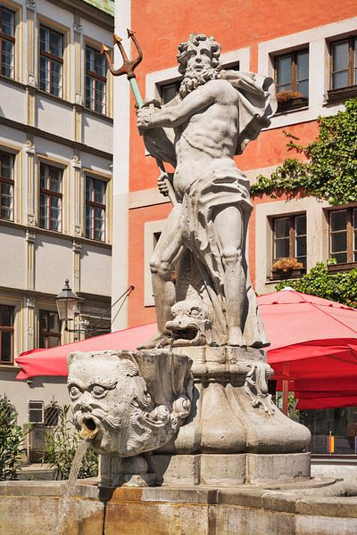 De Neptunusfontein bevindt zich in Görlitz, Duitsland. van Gunter Kirsch