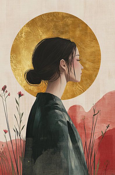 Serene portrait with golden circle by Imperial Art House