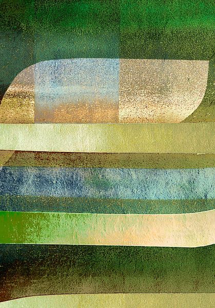 Abstracte Geometrische Retro Vormen Groen van FRESH Fine Art