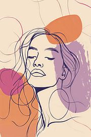 Portrait of a woman in line art by Poster Art Shop