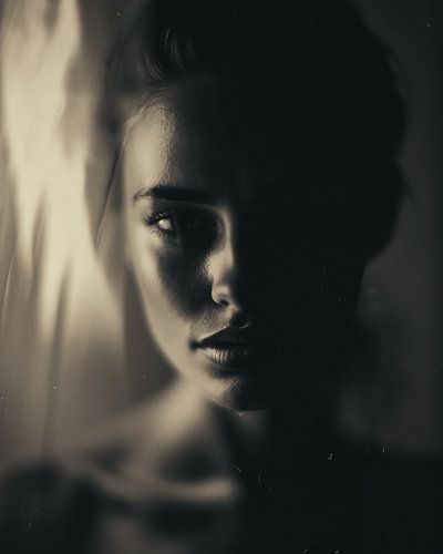 Stijlvol boudoir portret in zwart-wit