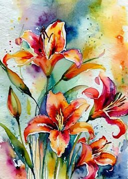 Lily Watercolor Flower Art