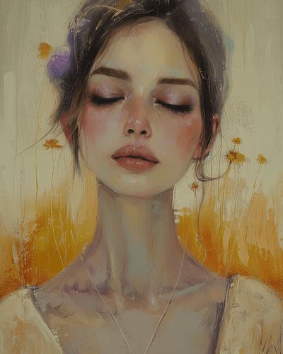 Modern portret in pastelkleuren