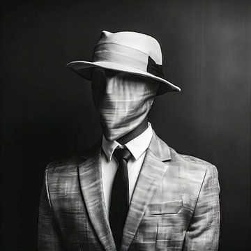 Man in suit with covered face by Frank Heinz