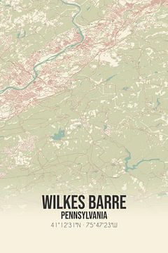 Carte ancienne de Wilkes Barre (Pennsylvanie), USA. sur Rezona