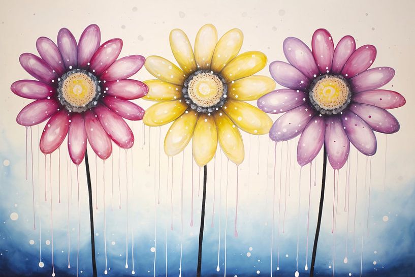 Blaue Blumen auf weißem Hintergrund von Art & Soul Creations