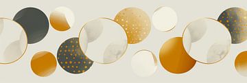 White gold and lots of circles as art panorama by Digitale Schilderijen