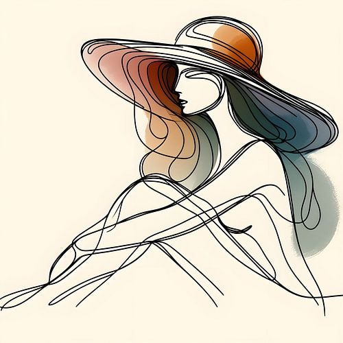 Denkende vrouw met Hoed