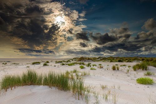 Plage Texel De Hors avec d'imposants nuages.