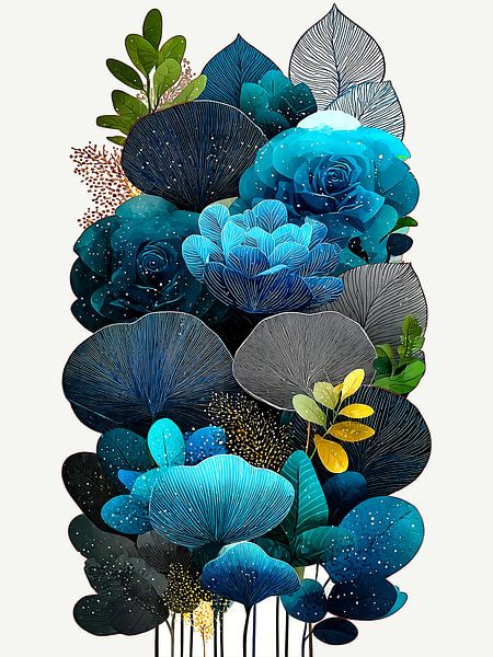 Verträumte Aquarelle Transluzente Botanische Blätter von Ani Mulyani