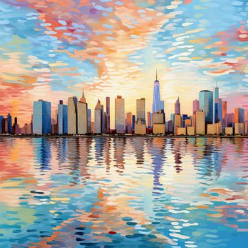 Manhattan skyline: artwork in pastel shades by Thea