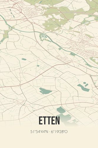 Vintage landkaart van Etten (Gelderland)