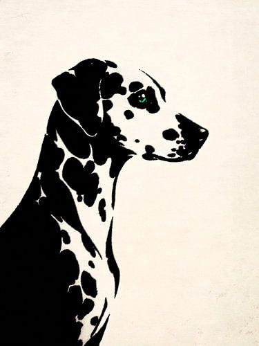 Monochromatic Dalmatian Portrait With Emerald Eye
