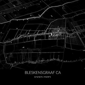 Black and white map of Bleskensgraaf ca, South Holland. by Rezona