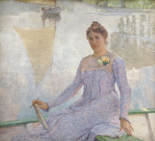 Portret van de kunstenares Anna De Weert, Emile Claus
