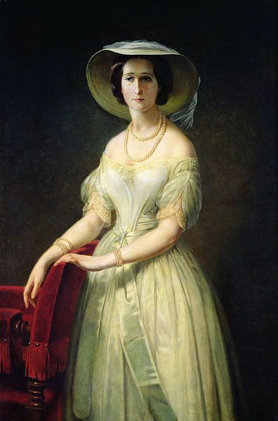 Claude-Marie Dubufe,Kaiserin Eugenie 1826-1920 C.1853 Öl auf Karton von finemasterpiece