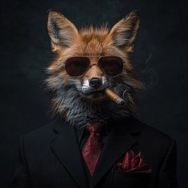 Un renard avec un cigare et des lunettes de soleil sur TheXclusive Art