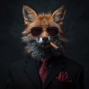 Fuchs mit Zigarre und Sonnenbrille