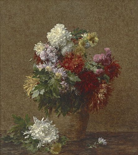 Groot boeket chrysanten, Henri Fantin-Latour