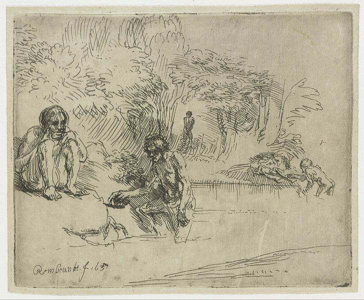 Bathers, Rembrandt van Rijn by Ed z'n Schets