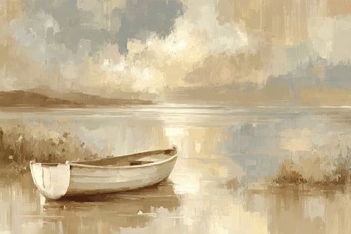 Boot op het kalme meer