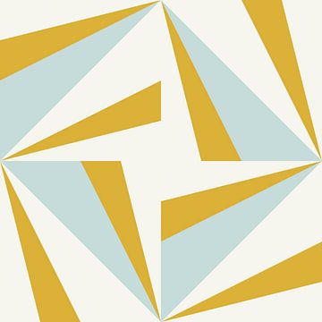 Retro geometrie met driehoeken in Bauhaus-stijl in geel en blauw 4 van Dina Dankers