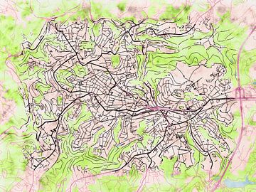 Map of Remscheid with the style 'Soothing Spring' by Maporia