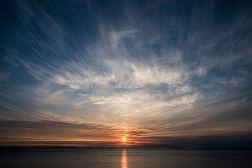 Zonsondergang op Uttakleiv strand op de Lofoten fotoprint