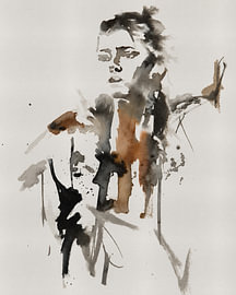 Ink Muse IV | Abstraktes Frauenporträt in Ostindischer Tinte und Aquarell von MadameRuiz