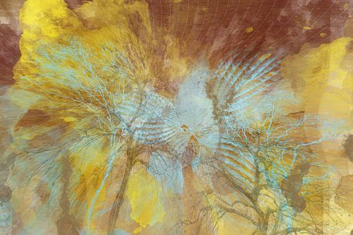 Boomstructuur in goud geel en koper