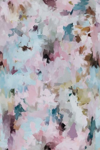 Abstract schilderij in zachte en warme pastelkleuren