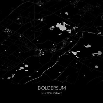 Schwarz-weiße Karte von Doldersum, Drenthe. von Rezona