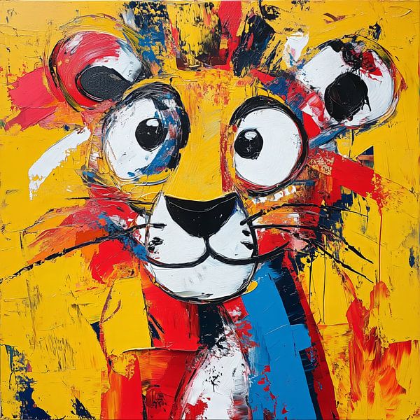 Merry Lion in Colourful Paint strokes by Emil Husstege