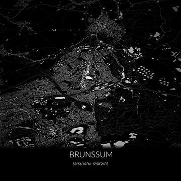 Black-and-white map of Brunssum, Limburg. by Rezona